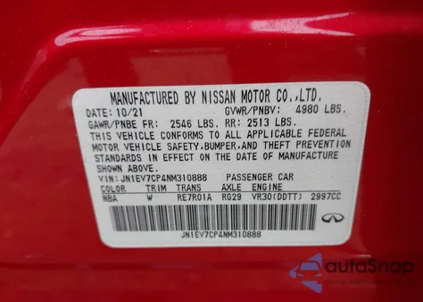 2022 Infiniti Q50 Sensory from USA, damaged, VIN JN1EV7CP4NM310888